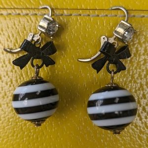 Black and White Striped Earings